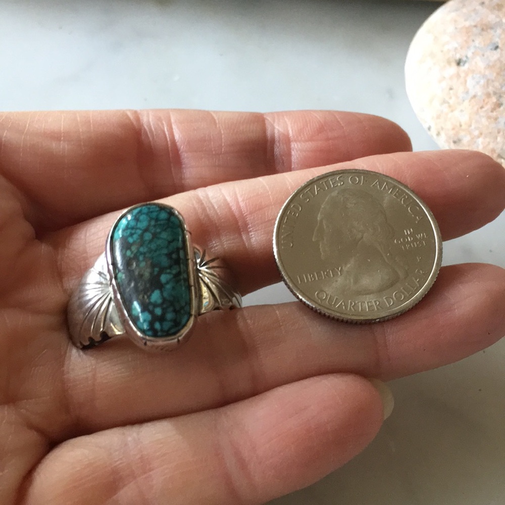 SOLD Vintage Navajo Native Turquoise Ring 11 1/4 - Picture 8 of 11